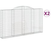 vidaXL Cestas de gaviones 2 uds forma de arco hierro Dimensiones 300 x 30 x 60/80 cm,  300 x 30 x 120/140 cm,  300 x 30 x 160/180 cm y mas