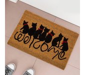 Felpudo Original Welcome Cats Diseño de Gatos de Fibra de Coco