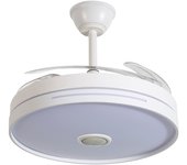 Ibelán - Ventilador de techo retráctil blanco RGB DC