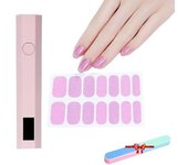 Pegatinas de uñas de gel con kit de luz ultravioleta, pegatinas de uñas de gel ultravioleta, kit de pegatinas de uñas de gel para bricolaje, tiras de uñas de gel semicuradas, fáciles de aplicar y quitar (07)