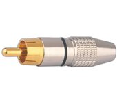 Conector Macho Coaxial RCA metálico Electro DH. Aros Negro  10.598/N 8430552094554