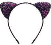 Glitter Cat Ears Headband Kitty Headband for Girls and Women Sparkly Hair Hoop Shiny Hairbands Hair Accessories for Daily