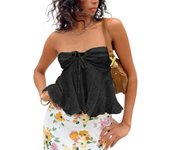 Woman's Tops y2k Tube Top Women Solid Color Tie Up Off Shoulder Strapless Sleeveless Ruffle Tanks 2000s Clothes Party Streetwea