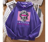 Sculpture Intense Feelings Printed Hooded Male Harajuku Fashion Softhoodie Oversize Pocket Sweatshirts Casual Warm Streetwear