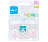 Chupete Mam Original de Silicona Rosa 2-6 Meses (2 Ud.)
