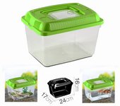 COTTECOTA-Acuario Terrario Verde Acuario de plástico para peces Terrario para insectos y tortugas,Plástico, Rejillas de ventilación, Asa para el transporte varias Medidas Caja de Cría de Peces Transparente Caja de Alimentación. Ref. 24192 24194 24196