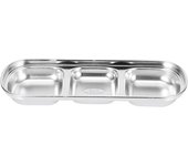 Plato de acero inoxidable para salsa, plato para condimentos, plato para refrigerios, recipiente para salsa dividido, vajilla de cocina, 3 rejillas