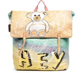 FIRENZE ARTEGIANI. Antillo bolso mochila mujer. Piel auténtica acabado Sauvage pintado a mano. 41x10x34,5cm.