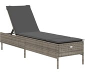 vidaXL Tumbona con cojín ratán sintético Negro, Marrón, Gris Sillas de Exterior Ideal para jardín, playa, piscina, terraza Tumbona Piscina Tumbonas Playa Tumbonas Jardín Exterior