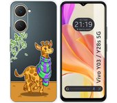 Tumundosmartphone Funda Silicona Transparente para Vivo Y03 / Y28s 5G diseño Jirafa Dibujos