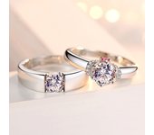 Luxury Shiny Zircon Angel Demon Couple Rings for Women Men Romantic Wings Crystal Adjustable Ring Wedding Valentine's Day Gifts
