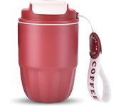 Termo Cafe,Vaso Termico 320ml,Mini Taza de Café Aislada,Revestimiento de Acero Inoxidable + Pico Doble Para Beber,Prueba de Fugas, Para Regalos Cumpleaños Navidad (Rojo)