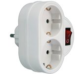 Adaptador 2 tomas con interruptor 16A/250V Electro DH. Con protección para niños 36.088 8430552138845