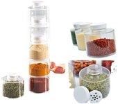 Especiero Portátil con Tapas Separadas, Caja de Almacenamiento de Especias Transparente 6 uds. Condimento Apilable para Cocina