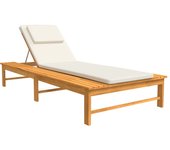 vidaXL Tumbona con cojín y almohada madera maciza acacia Cojín de color Gris oscuro o crema Sillas de Exterior Ideal para jardín, playa, piscina, terraza Tumbona Piscina Tumbonas Playa Tumbonas Jardín Exterior