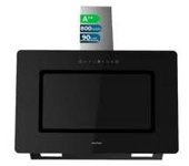Cecotec Bolero Flux DT 908002 Glass Black A++ Campana decorativa 90cm frontal vidrio negro chimenea inox succión 800m3/h Motor 210W Clase A++ control táctil Booster luz filtro de carbono