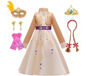 Girls Snow Queen 2 Royal Anna Costume Deluxe Princess Dress Frozen Role Playing Toddler Elsa 2 Elegant Frock Halloween Clothes