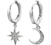 Pendientes de Ao Pequeños with form de Estrella y Luna para Mujeres y niñas, with form de COPO de Bola asimétrico y Gota