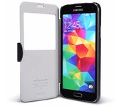Tumundosmartphone Funda Flip Nillkin Piel Negra para Samsung Galaxy S5 / S5 Neo