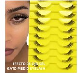 10 pairs of half eyelashes, soft and natural cat eye lashes, 3-5-9mm fluffy fox eyelashes, natural eye tail extension eyelashes,