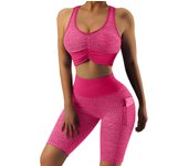 Conjunto de traje de Yoga de panal, Hermoso sujetador Deportivo with espalda Descubierta, pantalones de fitness de Giro Alta y Elevación de cadera, traje de yoga with Bolsillo de panal (superior part Pantones)