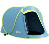 Outsunny Tienda de Campaña para 2-3 Personas Tienda Acampada Impermeable de 2000 mm con Bolsa de Transporte para Camping Pescar Senderismo 245x148x105 cm Azul