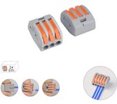 SANCO STORE - WOLFPACK LINEA PROFESIONAL Regleta Conexion Rapida, Conexion Electrica 3 polos, 4mmØ, 24 unidades.