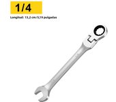 Flex Head Ratchet Combination Wrench Set, 1/4”-3/4”SAE, 72-Teeth Box End and Open End Spanner Gear Wrench with Cr-V Constructed