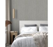 Muestra DIN A4 de Papel pintado de listones de madera gris imitando el diseño de palillería - Lance Wood Line 682664 de GAULAN