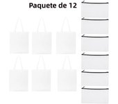 DIY White Sublimation Tote and Cosmetic Bag Pencil Case- Reusable Canvas Grocery Bag with Zippered Makeup Pouch