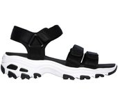 Sandalia Skechers D'Lites para Mujer Negro - Ajuste con Velcro