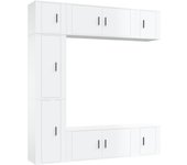 Mueble TV combinadoSet de muebles de TV 7 pzas madera contrachapada blanco brillo