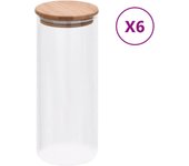 vidaXL Tarros de Almacenaje con Tapa de Bambú Botes Jarra Botella (6 unidades) Capacidad 1000 ml, 600 ml