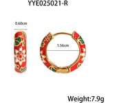 Encanto Pendientes de aro Retro Little Daisy, aros esmaltados de color dorado, pendientes coloridos para mujer, pendientes huggie redondos