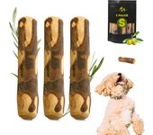 3 Mordedores de Madera de Olivo para Perros S.M(13-15 CM) - Juguete Dental Seguro, Ideal para Aliviar la Ansiedad y el Cuidado Dental de tu Mascota/Aceite de Oliva Virgen Extra