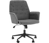 HOMCOM Silla de Oficina con Función Mecedora, Silla Giratoria, Silla de Oficina en Casa, Silla de Escritorio Regulable en Altura, Silla para Ordenador, Silla de Trabajo con Brazos, Ruedas Giratorias 360°, Espuma, Gris Oscuro, 66 x 69 x 89,5-97 cm