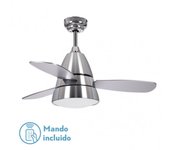 Fabrilamp - Ventilador Iseran Cromo  2xe27 3 Aspas  Metacrilato Acido 33.5x107d C.remoto