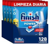 Finish Powerball Power All in 1 Max 64 | 128 | 192 Pastillas para Lavavajillas, Aroma Limón, Limpieza y Brillo Diario,  Alto Poder de Limpieza