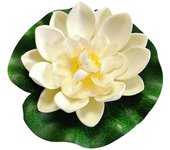 2 piezas de flores de loto de espuma flotante artificial, adornos de loto de piscina de estanque realistas, adorno realista para la decoración del acuario del estanque del jardín del hogar (blanco)