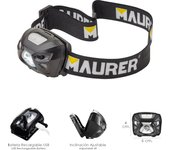Linterna Frontal LED Maurer con Batería de Litio - 120 Lumenes - 3 Modos de Iluminación