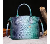 Ombre Crocodile Embossed Handbag  Classic Style Crossbody Bag Women's Leather Satchel Purse