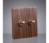 1-3 Gang 2 Way Wall Light Toggle Switch Retro Wood Grain Color Panel Brass Lever Switch for Home Decoration