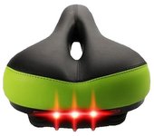 Sillín de bicicleta más cómodo, sillín de bicicleta grande de gel suave + luz trasera LED, verde, sillín de bicicleta 1 pieza