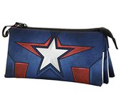 Marvel Captain America Courage ECO Triple Pencil Case, Blue