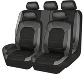 SOMY Funda de asiento de coche de cuero Pu Universal, tela transpirable, cojín de asiento delantero y trasero, protección completa, 9 unidades por juego