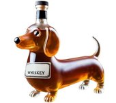 Botella de whisky con forma de perro salchicha, vaso de whisky con forma de perro salchicha esculpido en 3D, decantador de vino tinto único para amantes del whisky y los perros (A)