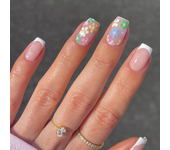 24 Pcs/set Artificial Square Head Short Nail Art Fake Nails Girl Pink White French Removable False Nail Ballerina Press on Nails