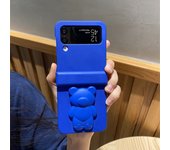 Cute Korean Portable Bear Bracket Holder Simple Klein Blue Case for Galaxy Z Flip 3 4 5G Z Flip5 Flip4 Zflip3 Cover with Stand