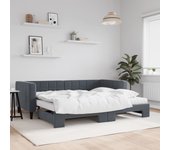vidaXL Sofá cama nido con colchón terciopelo gris oscuro 90x200 cm