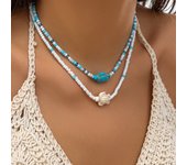KunJoe Bohemian Mixed Color Rice Beads Starfish Pendant Necklace Set for Women Men Fashion Beach Choker Clavicle Chain Jewelry